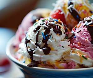 bowl of assorted ice cream scoops